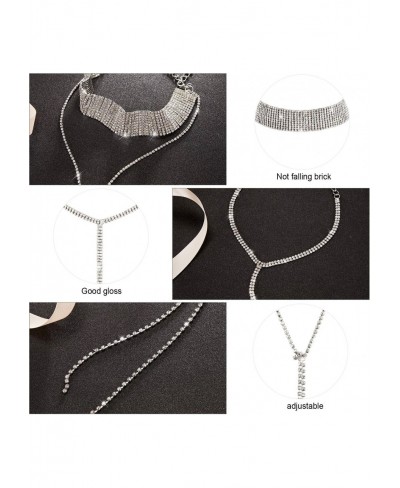 3 Pieces Layered Necklace Rhinestone Choker Layered Choker Necklace Double Crystal Fashion Multilayered Long Choker Necklaces...