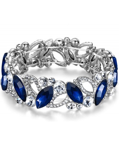 Wedding Bridal Marquised Rhinestone Crystal Elastic Stretch Bracelets for Women Girls $22.38 Stretch