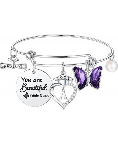 Graduation Gifts for Her 2022 Class of 2022 Inspirational Butterfly Initial Graduation Bracelets Seniors High School College ...