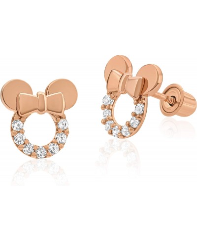 925 Sterling Silver Mouse Cubic Zirconia Screwback Stud Earrings $25.77 Stud