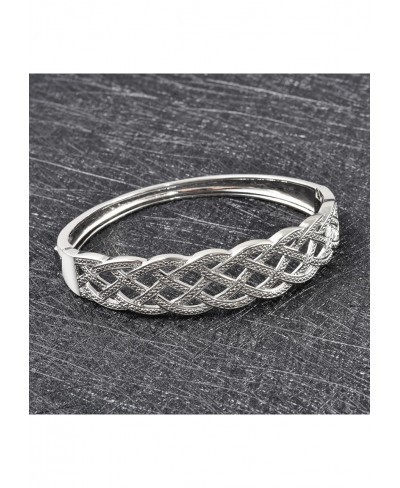 Diamond Silver Tone Weaved Cuff Bangle Bracelet for Women 7" Ct 0.02 H-I Color I3 Clarity $23.36 Cuff