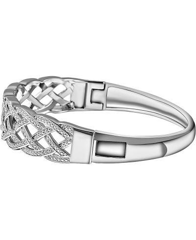 Diamond Silver Tone Weaved Cuff Bangle Bracelet for Women 7" Ct 0.02 H-I Color I3 Clarity $23.36 Cuff