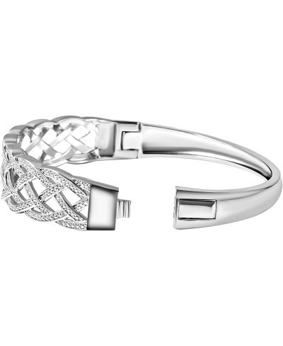 Diamond Silver Tone Weaved Cuff Bangle Bracelet for Women 7" Ct 0.02 H-I Color I3 Clarity $23.36 Cuff