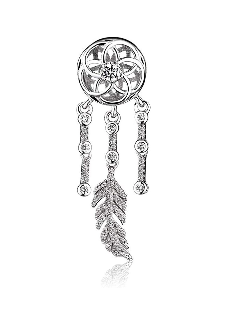 925 Sterling Silver Murano Glass Clear CZ Dream Catcher Dangle Heart Clip Charm for Bracelet and Necklace $20.71 Charms & Cha...