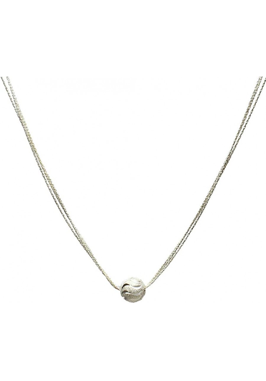 Silver Plated Hammered Ball on Multi-strand Sterling Silver Necklace Adjustable $13.32 Strands