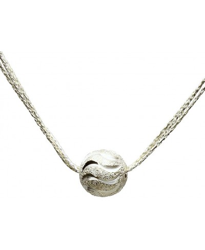 Silver Plated Hammered Ball on Multi-strand Sterling Silver Necklace Adjustable $13.32 Strands