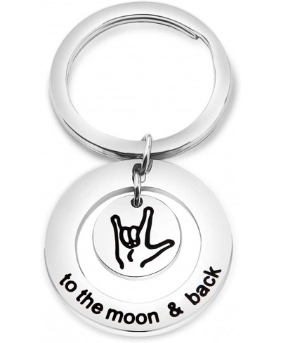 Sign Language Jewelry I Love You to The and Back Keychain ASL Sign Language Gift Interpreter Gift ASL Jewelry $13.36 Pendants...