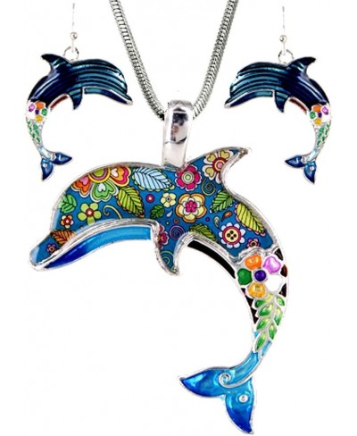 Art Design Dolphin Pendant Necklace and Earrings Set with 19 Inches Chain Fashion Jewelry $18.97 Jewelry Sets