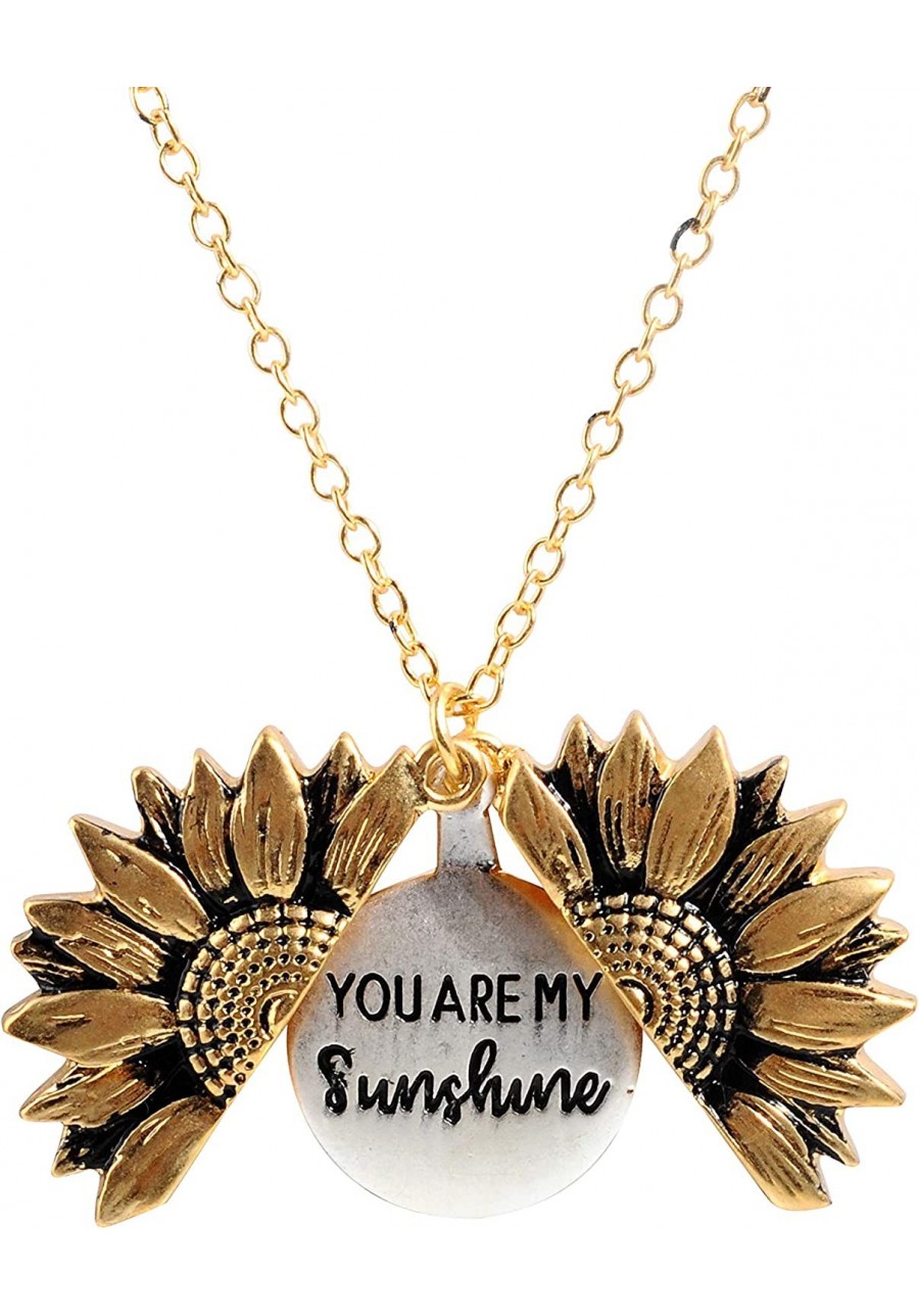 You Are My Sunshine Engraved Necklace Inspirational Sunflower Locket Necklace Jewelry Mother's Day Gift for Women Girlfriend ...