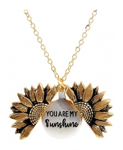 You Are My Sunshine Engraved Necklace Inspirational Sunflower Locket Necklace Jewelry Mother's Day Gift for Women Girlfriend ...