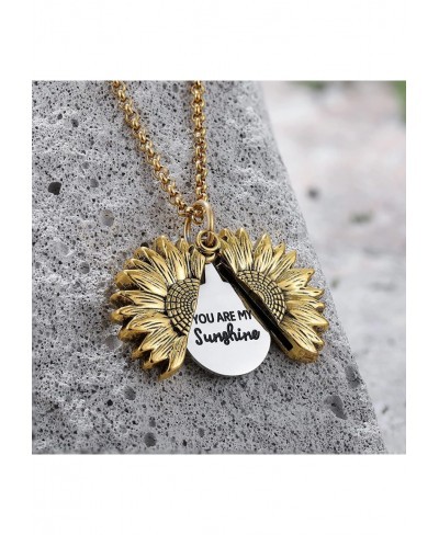 You Are My Sunshine Engraved Necklace Inspirational Sunflower Locket Necklace Jewelry Mother's Day Gift for Women Girlfriend ...