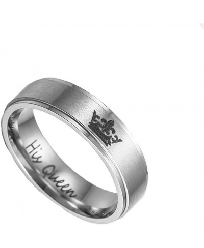 Crown Promise Couple Rings King Queen Engraved Matching Promise Ring Wedding Annivesary Valentine's Day Stainless Steel Steel...