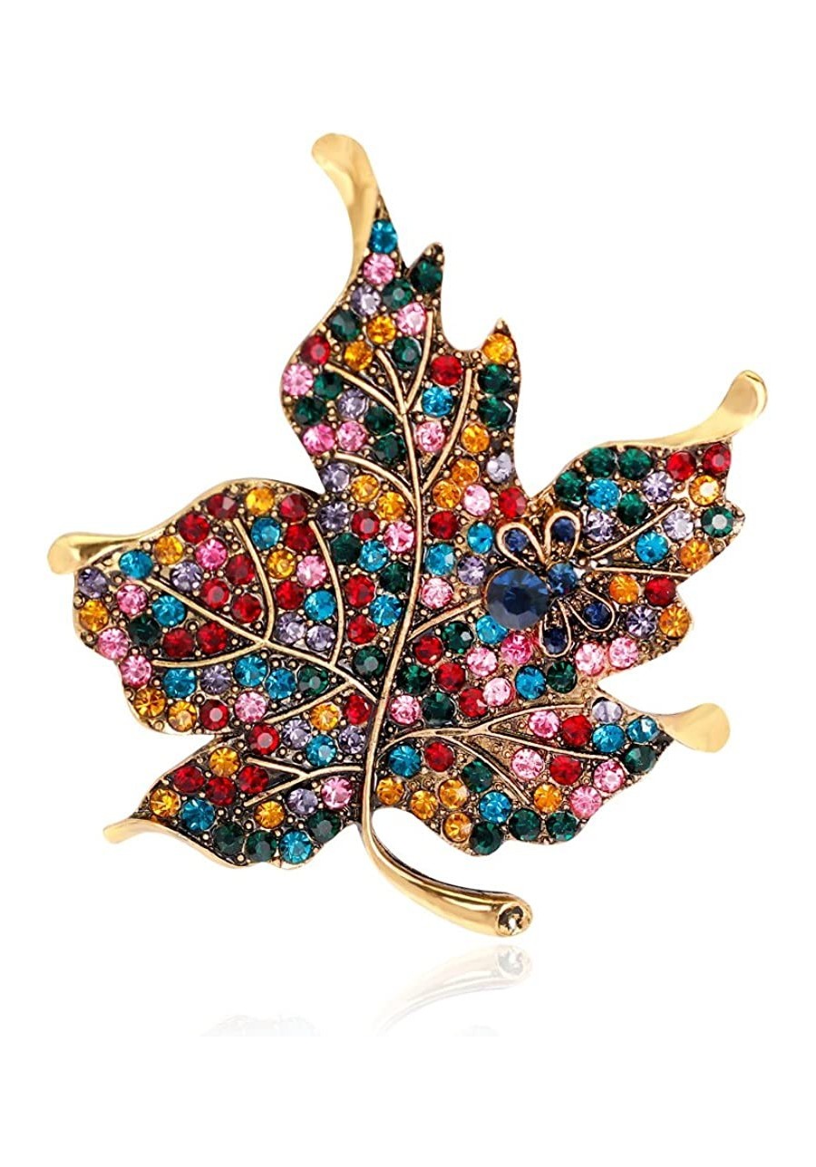 Womens Color Diamond Rhinestone Maple Leaf Brooch Pin $13.39 Brooches & Pins