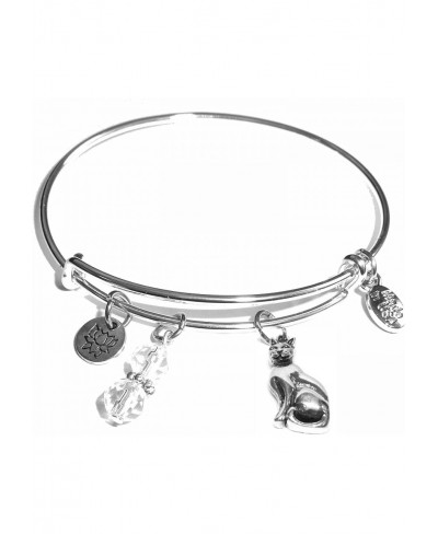 Women's Made In USA Stainless Steel Message Charm Expandable Wire Bangle Bracelet Popular Stylish and Trendy Arrives in a Gif...