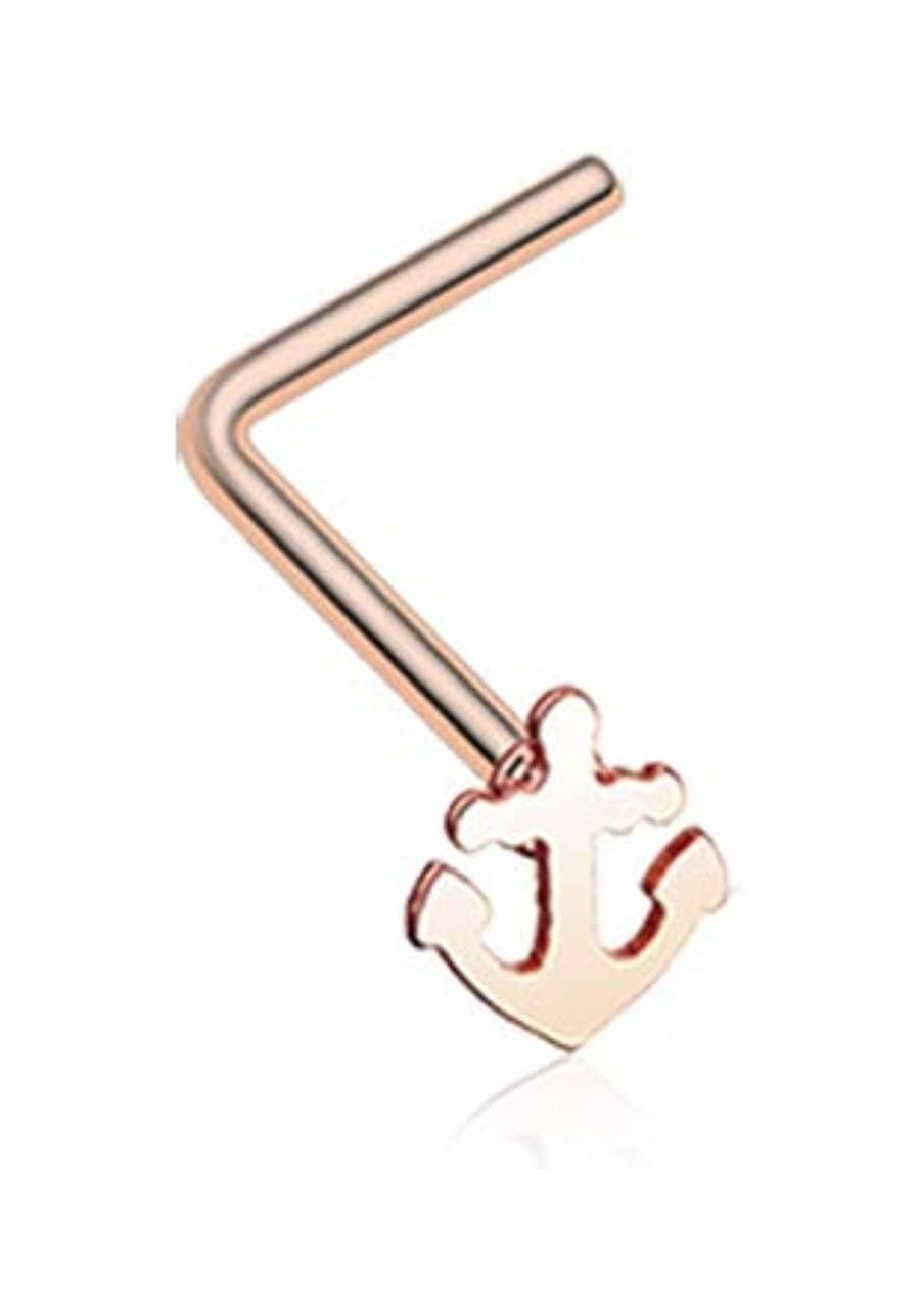 Rose Gold-Tone316L Surgical Steel Anchor Nose Stud Ring 20G $12.11 Piercing Jewelry