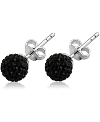 Multi Black Crystal Stone Ball 925 Sterling Silver Stud Earring $17.18 Stud