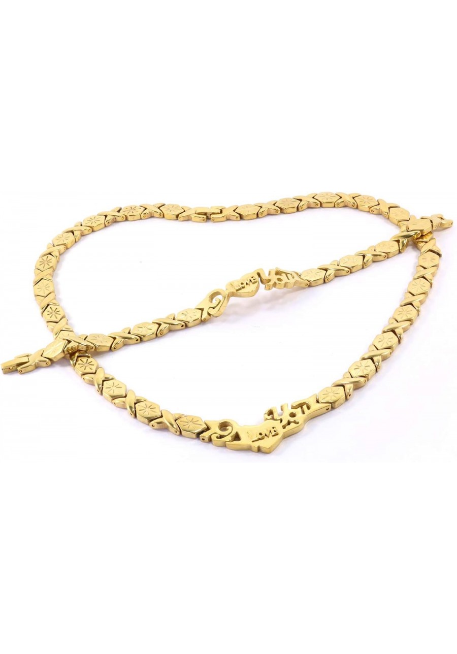 I Love You Gold Tone HUGS and Kisses Necklace & Bracelet Set XOXO Starburst 20 Long $27.88 Jewelry Sets