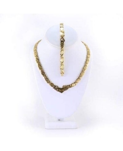 I Love You Gold Tone HUGS and Kisses Necklace & Bracelet Set XOXO Starburst 20 Long $27.88 Jewelry Sets