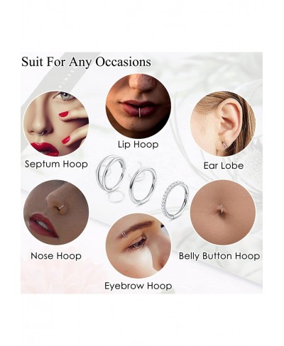 18G 16G G23 Titanium Nose Rings Hoops for Women Men Hypoallergenic CZ Clicker Conch Hoop Earrings Hinged Segment Septum Lip H...