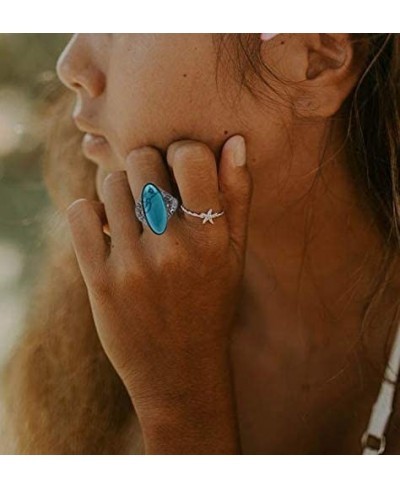 Women's fashion created-Turquoise Ring Tibet Silver Plated gothic stone rings $14.99 Statement