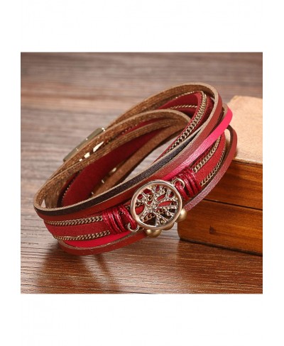 Tree of Life Wide Wrap Leather Bracelet Multilayer Leather Magnetic Buckle Bohemian Cuff Bangle Bracelets for Women Girls 7 $...