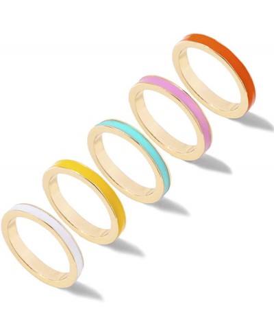 5 Pcs Simple Colorful Bands Stacking Rings Set Boho Enamel Knuckle Ring Sets Gold Joint Midi Multiple Finger Rings for Women ...