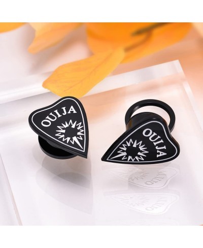 1 Pair Acrylic Solid Screw On Black Ear Plugs Tunnels Pentagram Allergy Free 2g - 5/8 Inch Stretcher Art Color Drawing For Wo...