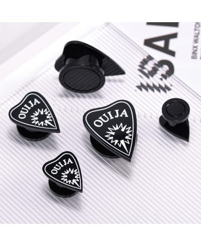 1 Pair Acrylic Solid Screw On Black Ear Plugs Tunnels Pentagram Allergy Free 2g - 5/8 Inch Stretcher Art Color Drawing For Wo...