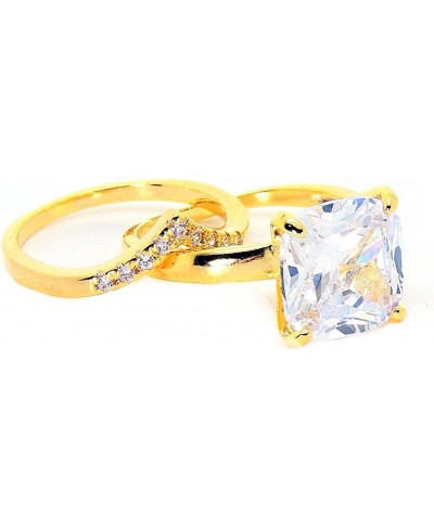 Arlyn 4.9 Carat Cushion Cut CZ Gold Tone Wedding Ring Bridal Band Set- Ginger Lyne Collection $18.70 Bridal Sets