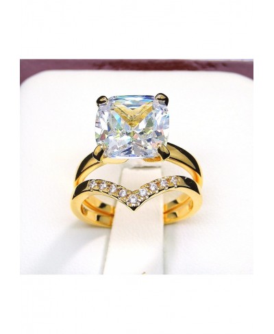 Arlyn 4.9 Carat Cushion Cut CZ Gold Tone Wedding Ring Bridal Band Set- Ginger Lyne Collection $18.70 Bridal Sets