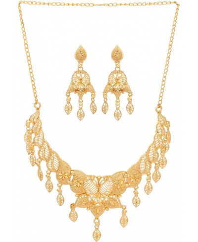 Gold Plated Traditional Self Design Necklace Earring Set Indian Party Wear Jewelry for Women and Girls $17.94 Jewelry Sets