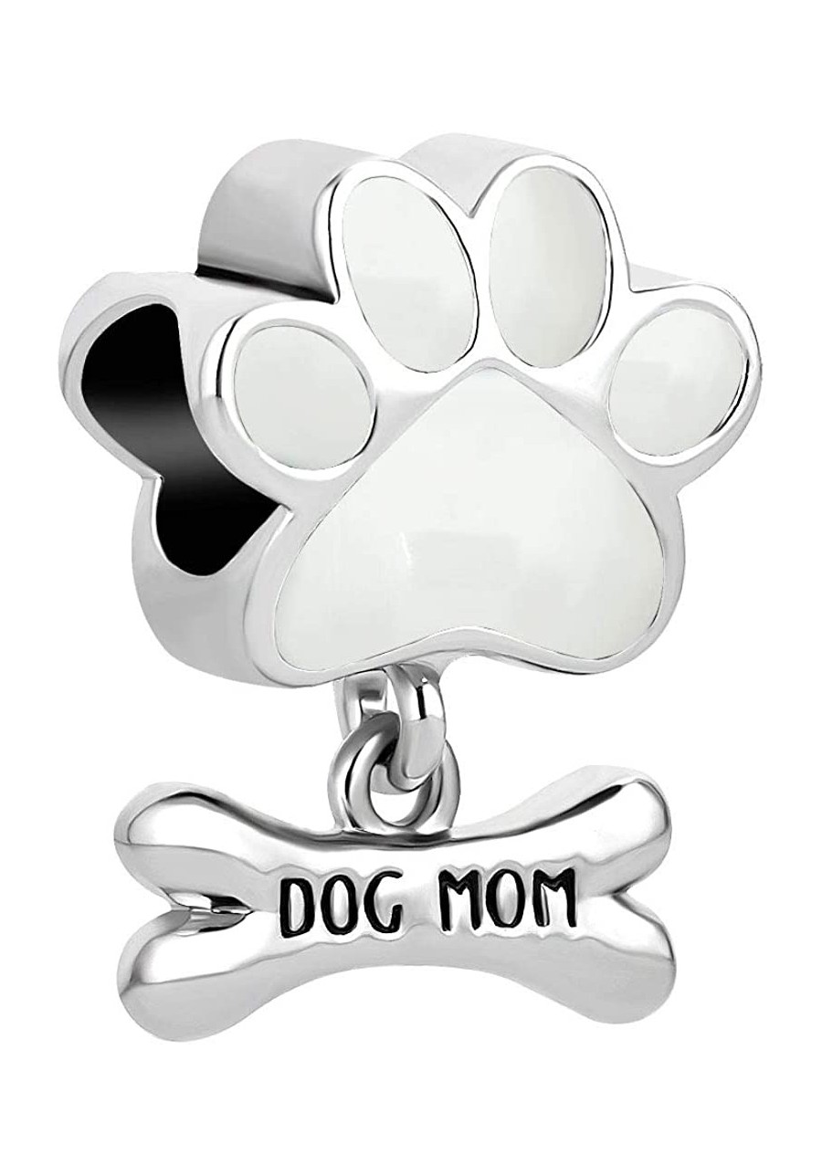 Dog Mom Pawprint Bone Dangle Charm Bead for Bracelet $13.12 Charms & Charm Bracelets