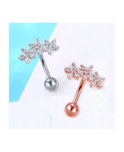 16G 316L Surgical Steel Sparkle Flower Zircon Rook Piercing Jewelry Cartilage Tragus Earrings Curved Barbell $12.05 Piercing ...