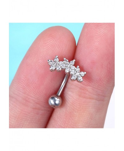 16G 316L Surgical Steel Sparkle Flower Zircon Rook Piercing Jewelry Cartilage Tragus Earrings Curved Barbell $12.05 Piercing ...