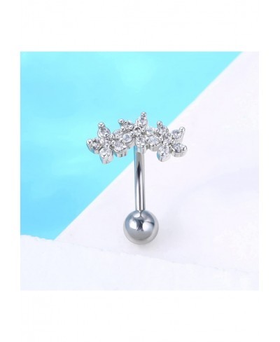 16G 316L Surgical Steel Sparkle Flower Zircon Rook Piercing Jewelry Cartilage Tragus Earrings Curved Barbell $12.05 Piercing ...