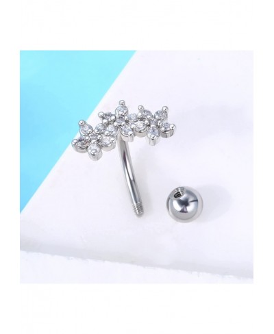 16G 316L Surgical Steel Sparkle Flower Zircon Rook Piercing Jewelry Cartilage Tragus Earrings Curved Barbell $12.05 Piercing ...