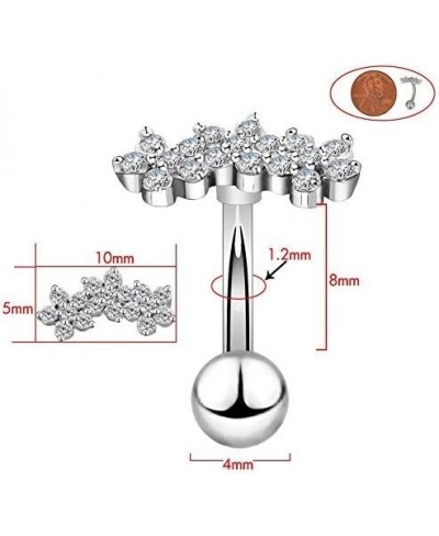 16G 316L Surgical Steel Sparkle Flower Zircon Rook Piercing Jewelry Cartilage Tragus Earrings Curved Barbell $12.05 Piercing ...