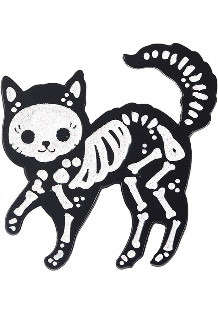 Brooches Pins Creative Unisex Cat Skeleton Enamel Brooch Pin Badge Jeans Jacket Collar Decor $8.71 Brooches & Pins