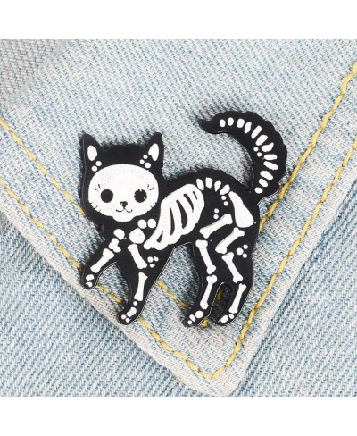 Brooches Pins Creative Unisex Cat Skeleton Enamel Brooch Pin Badge Jeans Jacket Collar Decor $8.71 Brooches & Pins