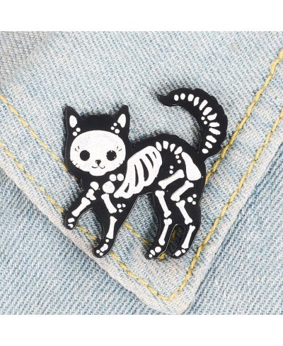 Brooches Pins Creative Unisex Cat Skeleton Enamel Brooch Pin Badge Jeans Jacket Collar Decor $8.71 Brooches & Pins