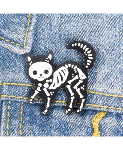 Brooches Pins Creative Unisex Cat Skeleton Enamel Brooch Pin Badge Jeans Jacket Collar Decor $8.71 Brooches & Pins