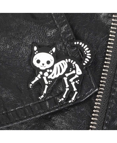 Brooches Pins Creative Unisex Cat Skeleton Enamel Brooch Pin Badge Jeans Jacket Collar Decor $8.71 Brooches & Pins