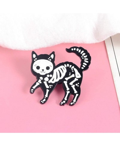 Brooches Pins Creative Unisex Cat Skeleton Enamel Brooch Pin Badge Jeans Jacket Collar Decor $8.71 Brooches & Pins