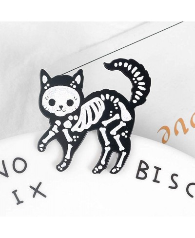 Brooches Pins Creative Unisex Cat Skeleton Enamel Brooch Pin Badge Jeans Jacket Collar Decor $8.71 Brooches & Pins