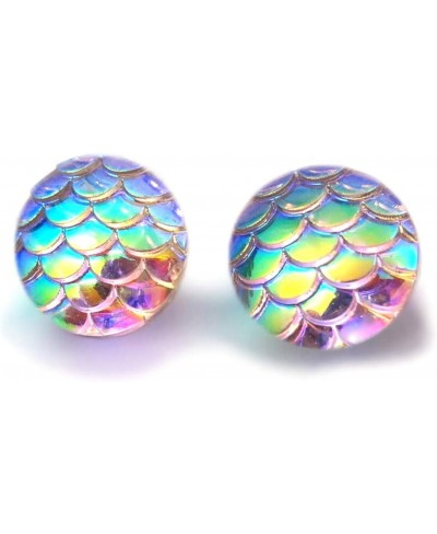 Rainbow Color Changing Iridescent Mermaid Dragon Scale Stud Earrings Stainless Steel or Titanium Posts $12.39 Stud