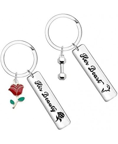 Beauty and Beast Jewelry His Beauty Her Beast Keychain Set His and Hers Keychain Movie Gift for Couples $16.47 Pendants & Coins