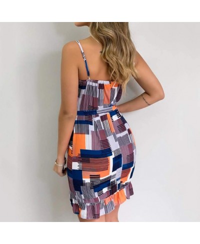 Women Summer Wrap V Neck Sleeveless Printed Elastic Tie Waist Casual Beach Party Mini Dress Vestidos $8.97 Anniversary Rings