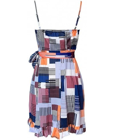 Women Summer Wrap V Neck Sleeveless Printed Elastic Tie Waist Casual Beach Party Mini Dress Vestidos $8.97 Anniversary Rings