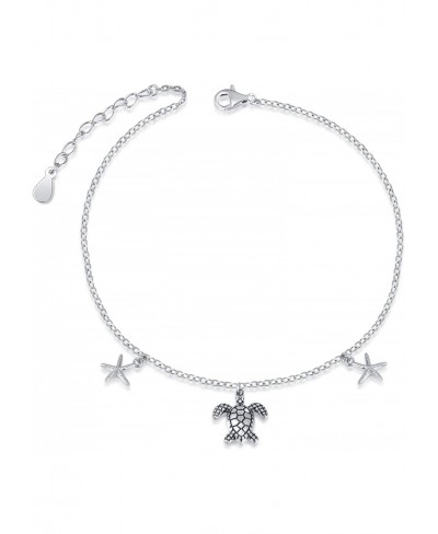 S925 Sterling Silver Sea Turtle Starfish Adjustable Anklets Foot Chain Jewelry Ankle Bracelet for Women $19.67 Anklets