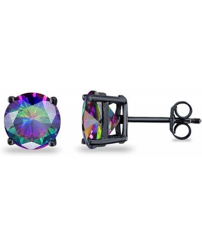 Round Simulated Rainbow CZ 925 Sterling Silver Stud Earring-Size $11.66 Stud